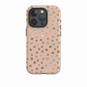 iPhone Tough Case - Pale and Silver Dots Elegant Texture Affordable option