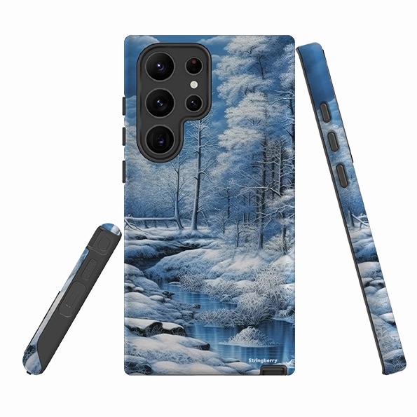 Heat dissipation Soft Silicone Samsung Tough Case - Blue Winter