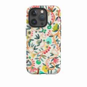 Wireless Charging Compatible iPhone Tough Case - Floral By Gabriela Larios