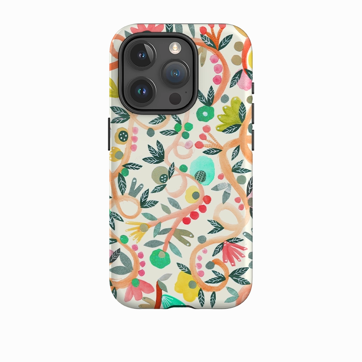 Wireless Charging Compatible iPhone Tough Case - Floral By Gabriela Larios