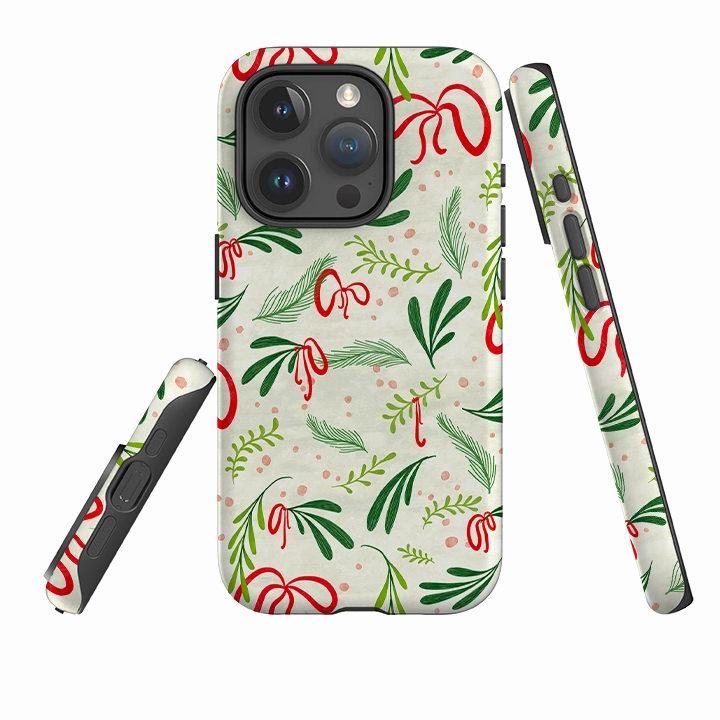 iPhone Tough Case - Christmas Bows By Katherine Quinn Elegant Texture
