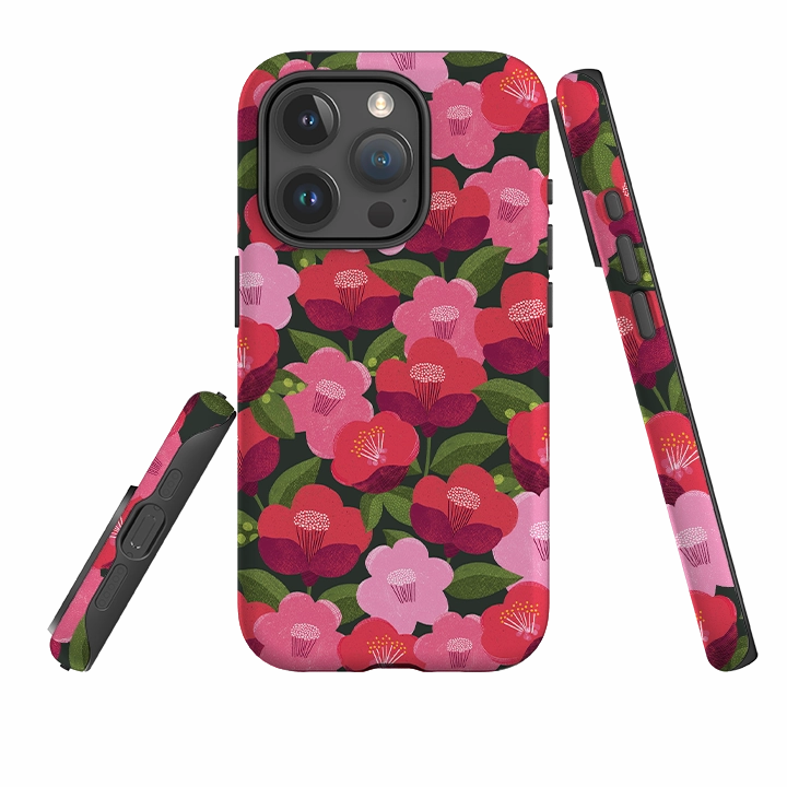 Matte Feel Texture Stylish grip iPhone Tough Case - Camellia II By Ali Brookes