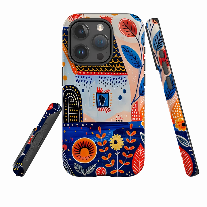 Smooth Fit Flexible Design iPhone Case - Folk Art House VIII