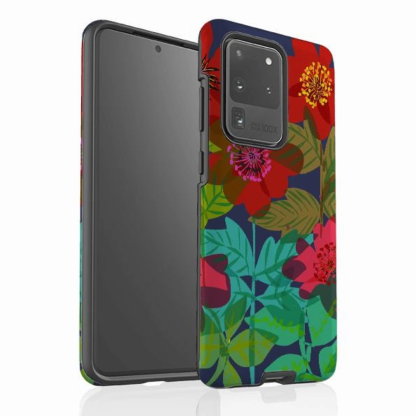Samsung Tough Case - Carmen Flowers By Sarah Campbell Matte Coating Finish Colorful Accent