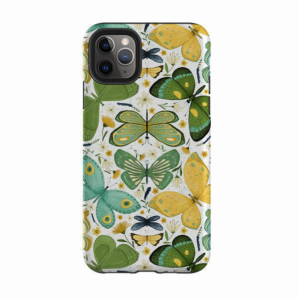 Sleek Appearance Scratch Resistant iPhone Tough Case - Green Butterflies By Maja Lindberg