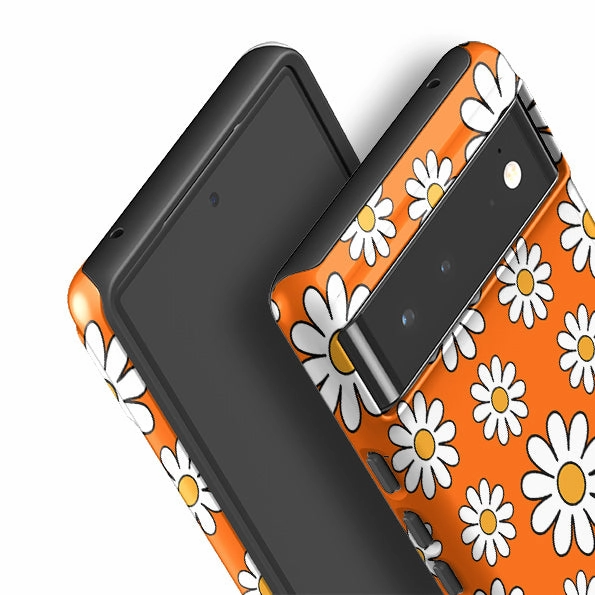 Hard Edge Protective Lining Google Tough Case -  Orange Daisies