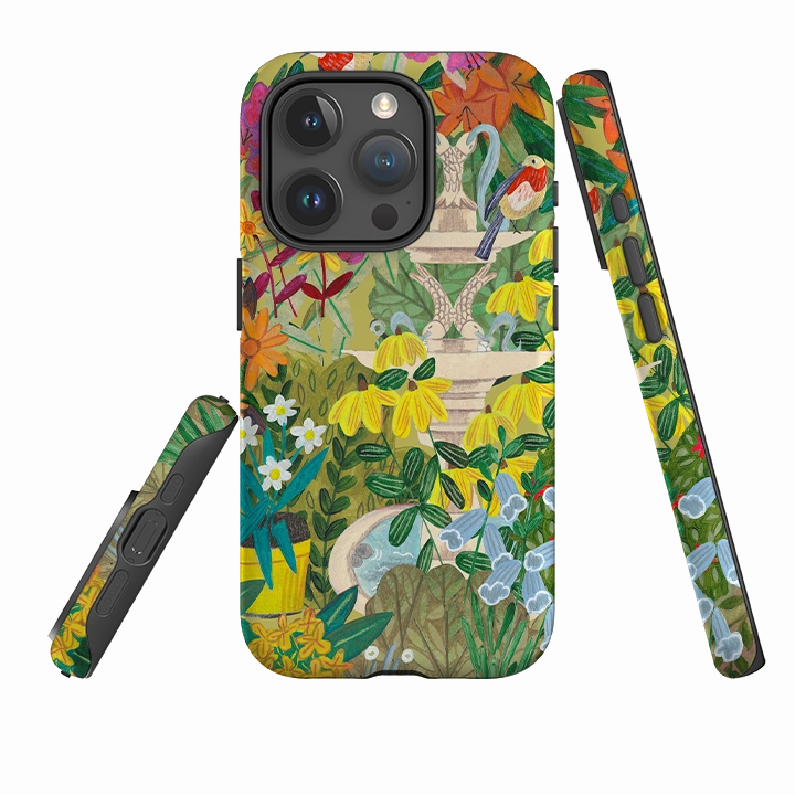 Hybrid Material Build Compact Edge iPhone Tough Case - Floral Garden By Caroline Bonne Muller