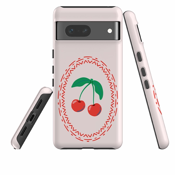 Glossy Pattern Drop Protection Google Tough Case - Two Cherries