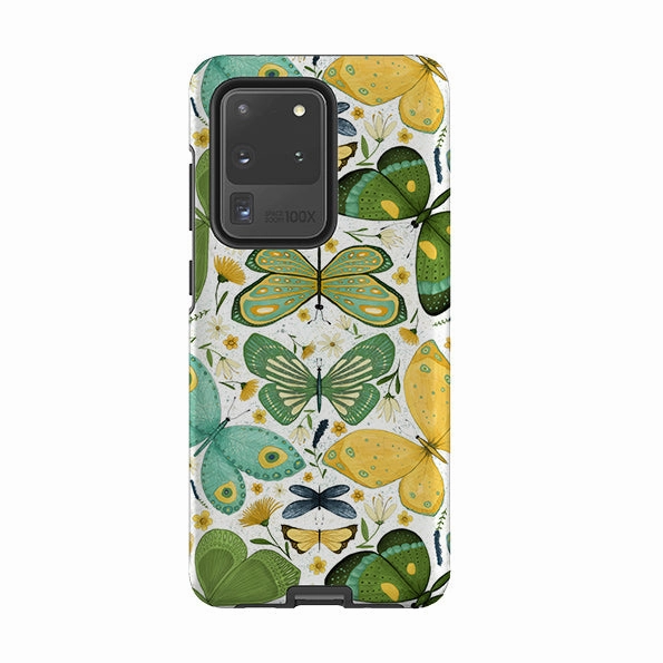 Hybrid Finish Samsung Tough Case - Green Butterflies By Maja Lindberg