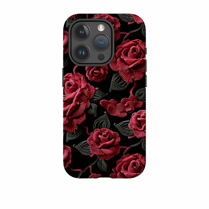 Minimal Pattern iPhone Case - Dark Roses