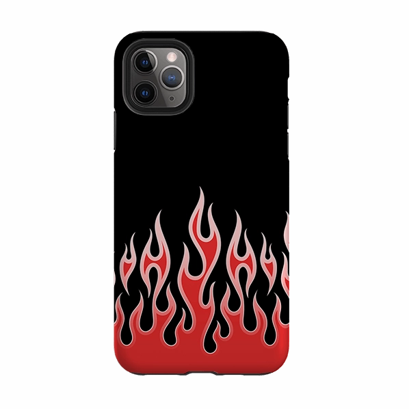 iPhone Tough Case - Red Flames Soft Feel Color Accent