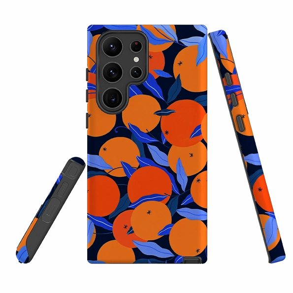 Light Protection Protective Edge Layer Samsung Tough Case - Arancello Navy Pattern By Madalina Andronic