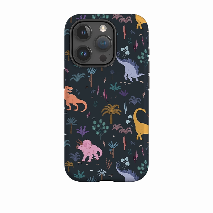 iPhone Tough Case - Dinosaur Pattern Dark By Meghann Rader Refined Texture