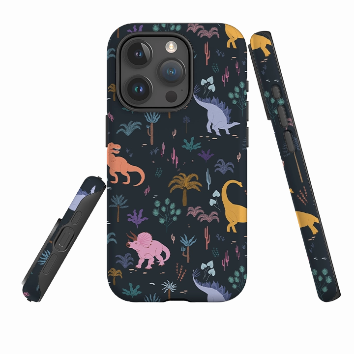Creative Design iPhone Tough Case - Dinosaur Pattern Dark By Meghann Rader
