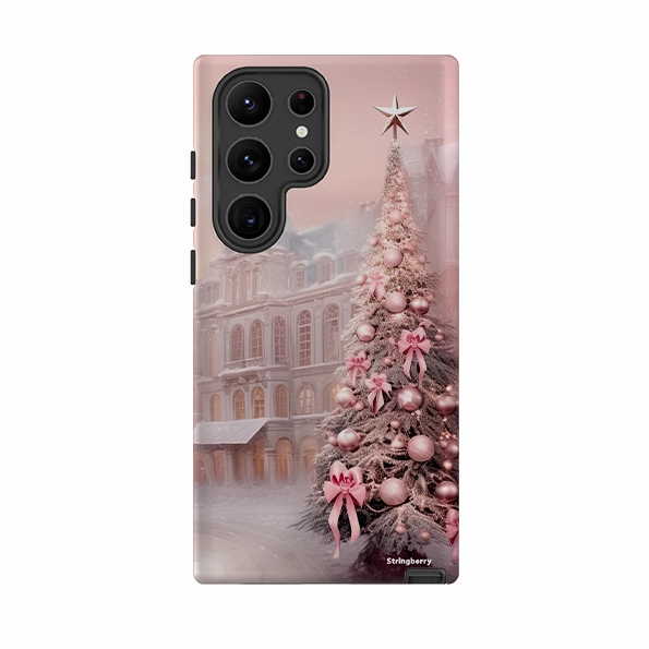 Samsung Tough Case - Pink Xmas Smooth Surface Layer Soft Edge Texture