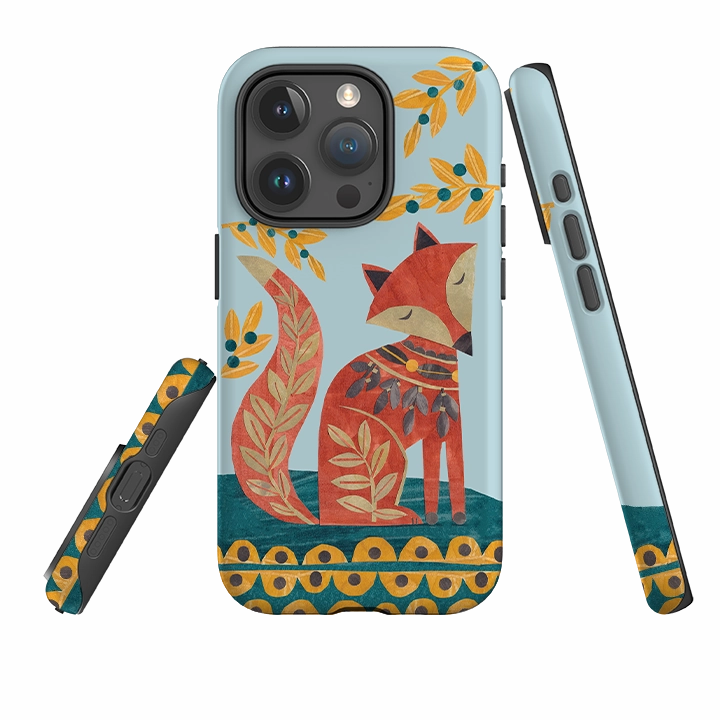 Soft Edge Detail iPhone Tough Case - Folk Foxie By Tracey English