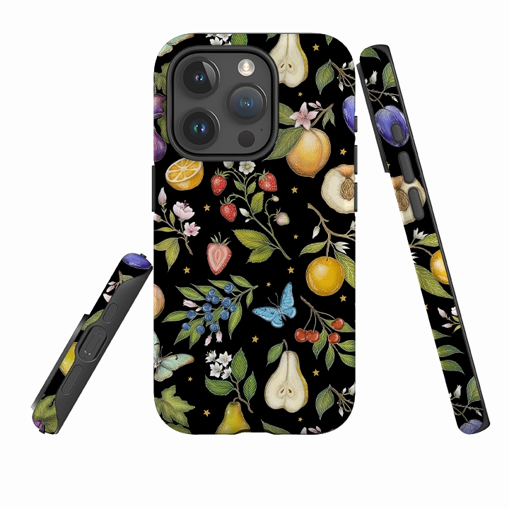 Lightweight Build iPhone Tough Case - Black Fruits By Catherine Rowe