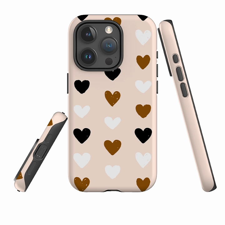Durable Surface iPhone Tough Case - Hearts Pale