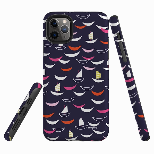 Durable structure Impact Guard iPhone Tough Case - Little Boats By Ali Brookes