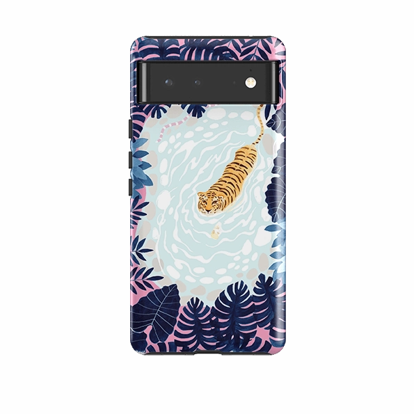 Minimal Texture Layer Lightweight Build Quality Google Tough Case -  Swimming Tiger By Bex Parkin