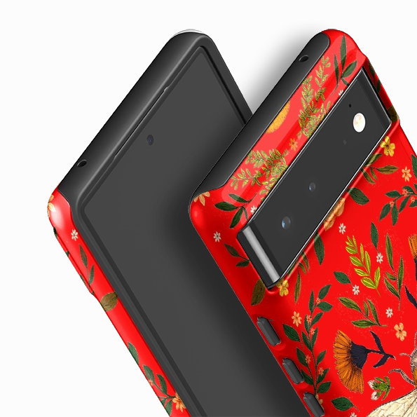 Impact Resistant Google Tough Case -  Botanical Bee Red By Jade Mosinski