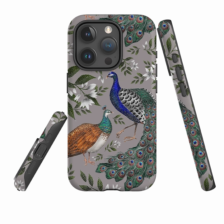 Grip Texture iPhone Tough Case - Peahen And Peacock By Catherine Rowe