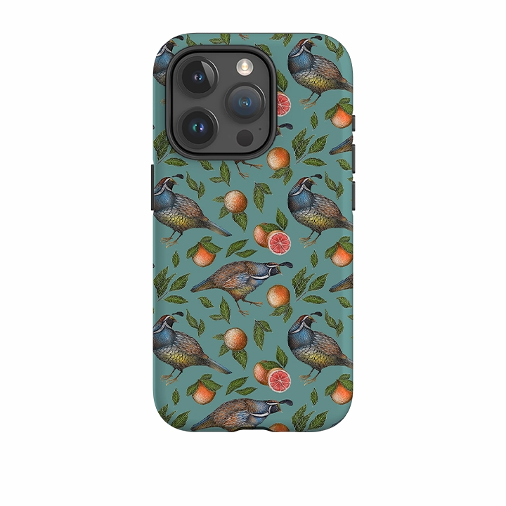 Color Gradient Button Cover iPhone Tough Case - Quails Pattern By Catherine Rowe