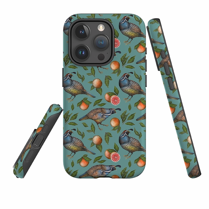 Premium Texture Layer Smooth Pattern Finish iPhone Tough Case - Quails Pattern By Catherine Rowe